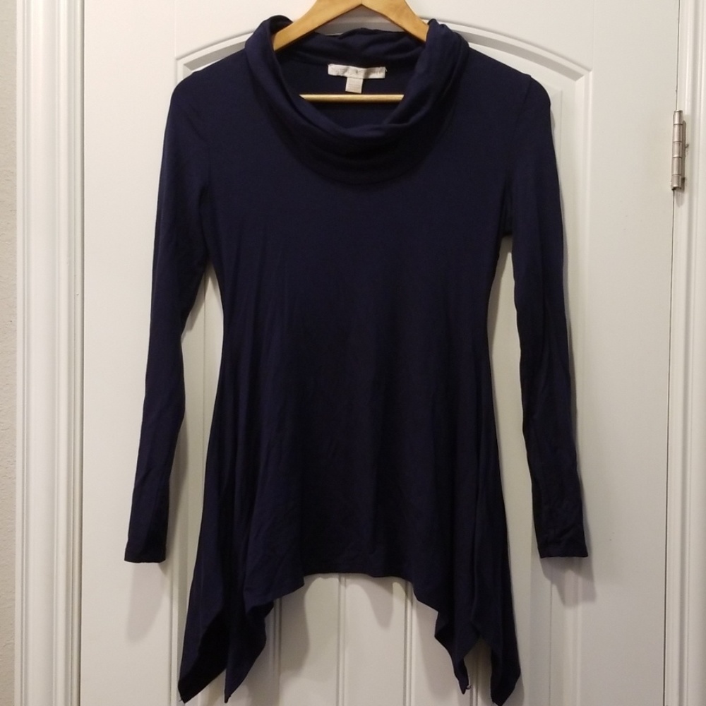 Boston Proper Blouse Navy Cowl Neck Blouse  Sz XS
